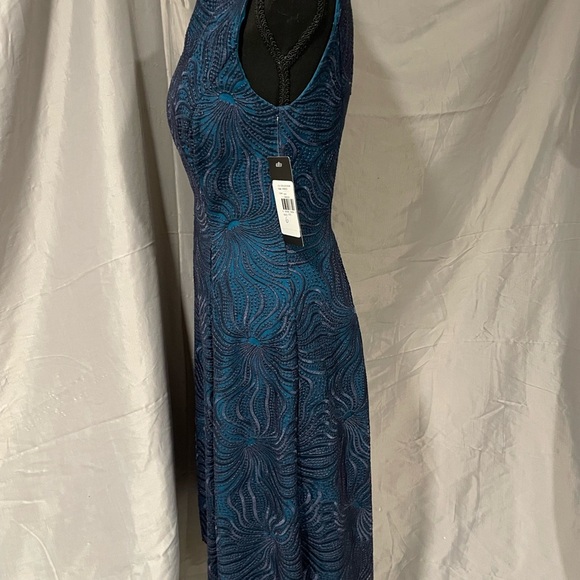 NWT JS Collections Navy Blue And Teal Midi Dress - Picture 7 of 11